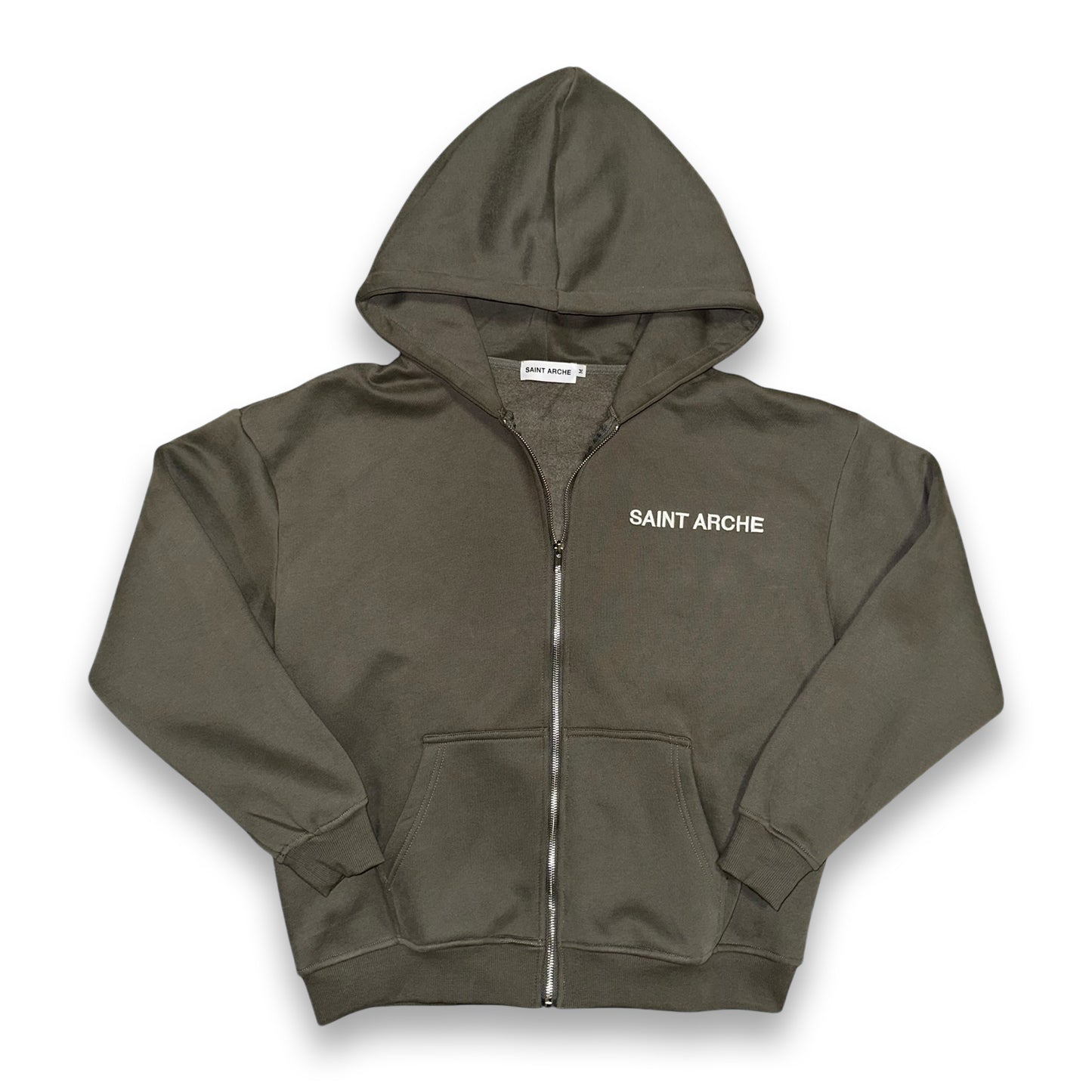 "Essential" Zip-Up Hoodie - Grey/Green